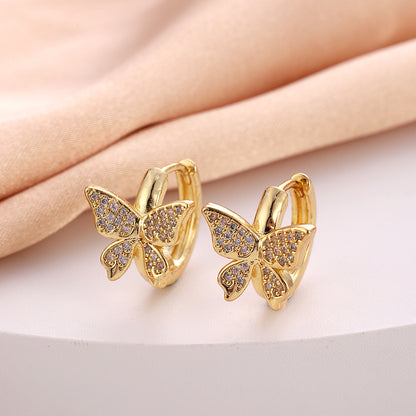 1 Pair Casual Simple Style Geometric Flower Bow Knot Plating Copper Hoop Earrings