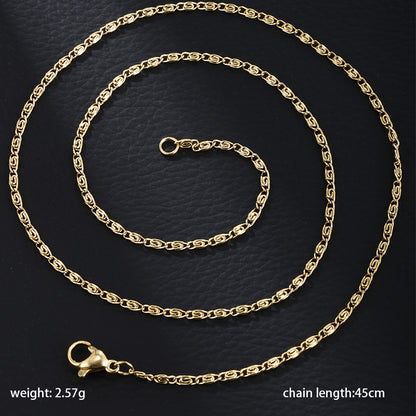 Xuping Modern Style Solid Color Stainless Steel Plating Chain 14k Gold Plated Necklace