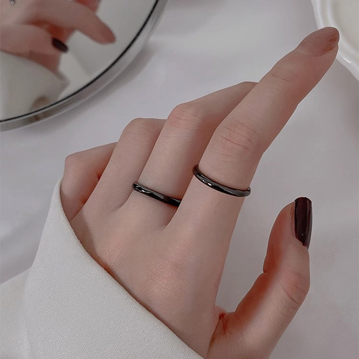 Simple Style Solid Color Classic Style Solid Color Stainless Steel Rings