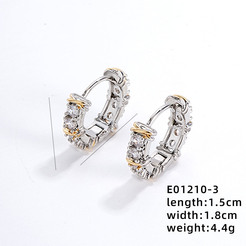 1 Pair Luxurious Simple Style Color Block Inlay Copper Zircon Earrings