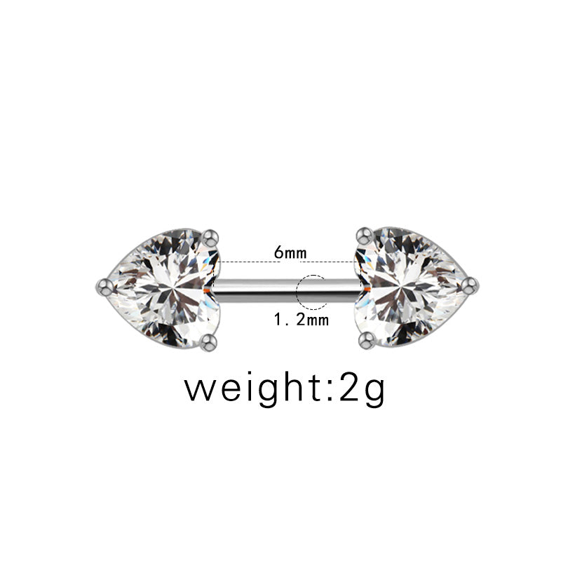 1 Piece Casual Simple Style Animal Heart Shape Inlay Stainless Steel Copper Rhinestones Zircon White Gold Plated Cartilage Earrings