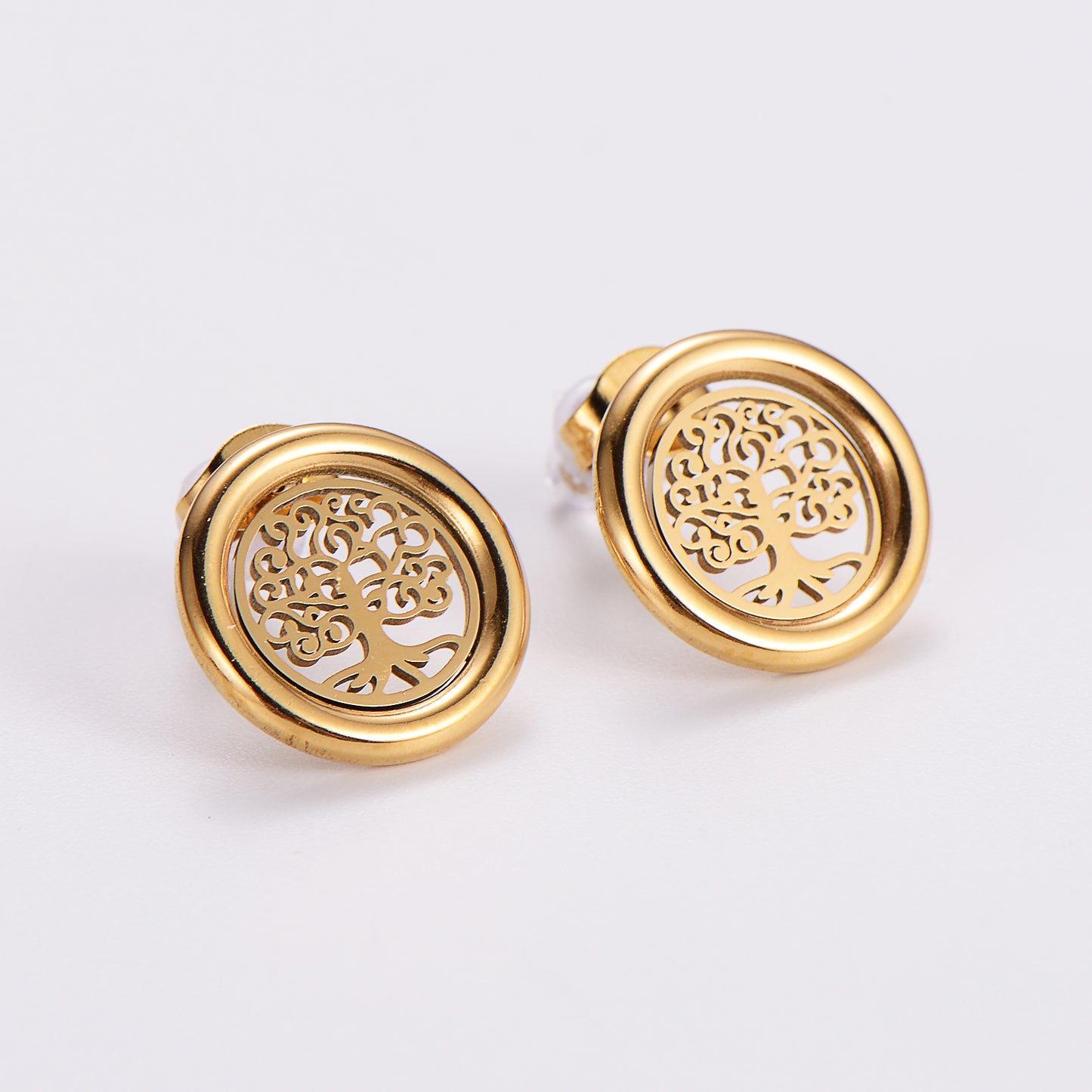 1 Pair Casual Life Tree Plating Stainless Steel 18k Gold Plated Ear Studs