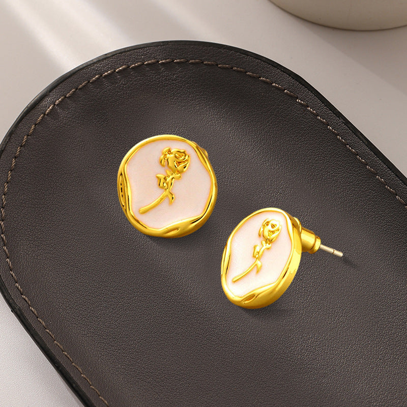 Simple Style Round Copper Gold Plated Ear Clips Ear Studs 1 Pair