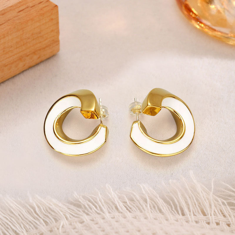 Simple Style Round Copper Gold Plated Ear Clips Ear Studs 1 Pair