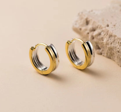 1 Pair Simple Style Commute Color Block Layered Plating Stainless Steel 18k Gold Plated Earrings