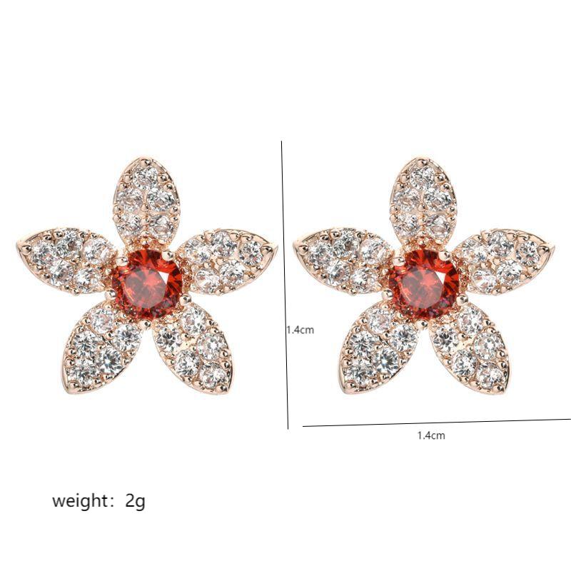 1 Pair Korean Style Flower Plating Inlay Copper Zircon White Gold Plated Ear Studs