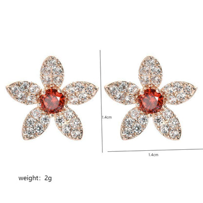 1 Pair Korean Style Flower Plating Inlay Copper Zircon White Gold Plated Ear Studs