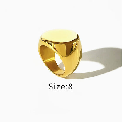 Exaggerated Solid Color Stainless Steel Plating 18k Gold Plated Rings