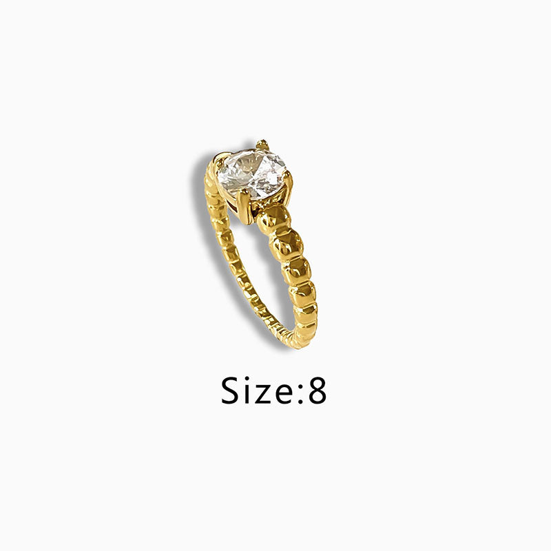 Simple Style Round Water Droplets Stainless Steel Plating Inlay Zircon 18k Gold Plated Rings