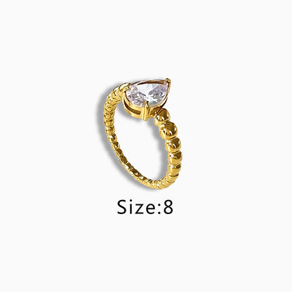 Simple Style Round Water Droplets Stainless Steel Plating Inlay Zircon 18k Gold Plated Rings