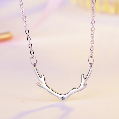 Simple Style Antlers Copper Zircon Necklace In Bulk