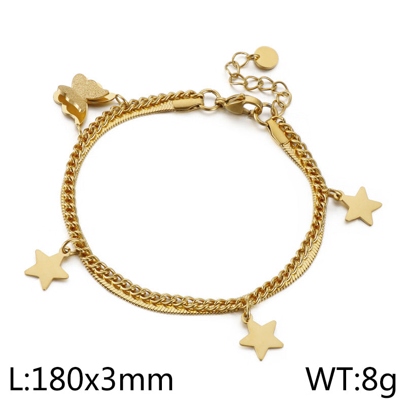 Simple Style Star Titanium Steel Plating Bracelets