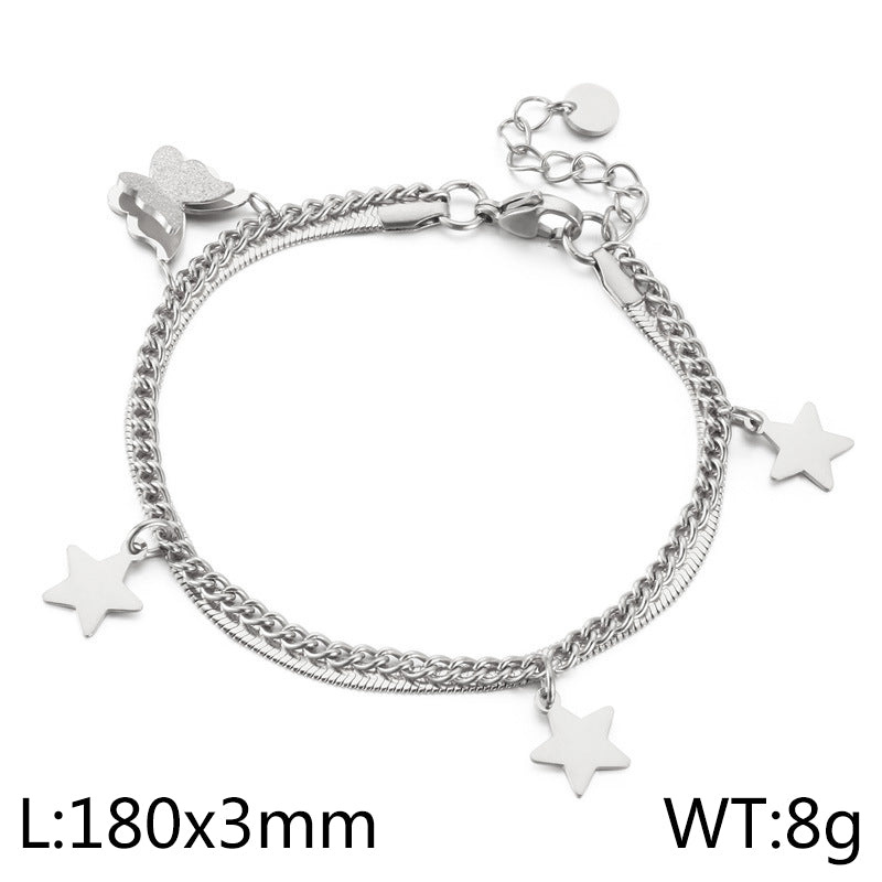 Simple Style Star Titanium Steel Plating Bracelets