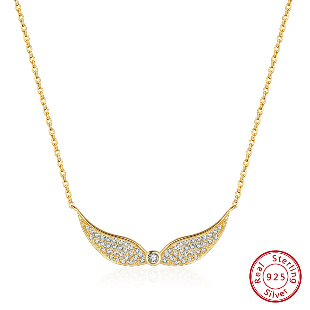 Simple Style Korean Style Wings Sterling Silver Plating Inlay Zircon 14k Gold Plated White Gold Plated Necklace