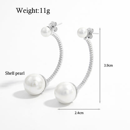 1 Pair Elegant Sweet Flower Snake Snowflake Plating Hollow Out Inlay Sterling Silver Pearl Zircon White Gold Plated Rhodium Plated Ear Studs