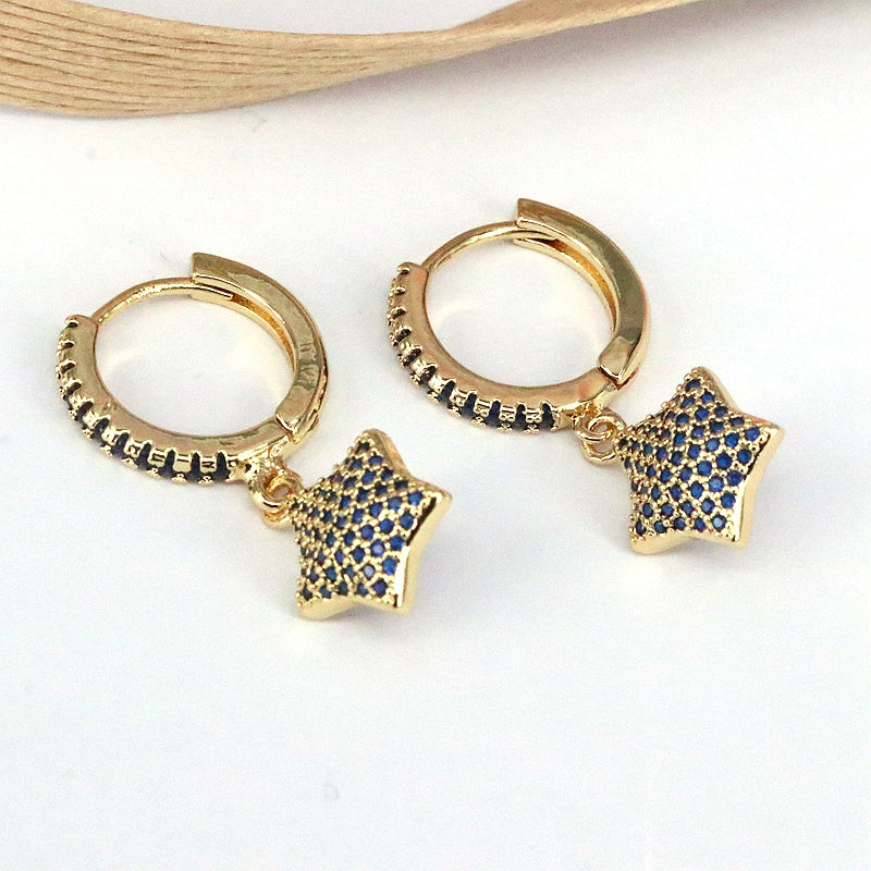 1 Piece Sweet Simple Style Star Plating Inlay Copper Zircon 18k Gold Plated Ear Cuffs