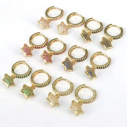 1 Piece Sweet Simple Style Star Plating Inlay Copper Zircon 18k Gold Plated Ear Cuffs