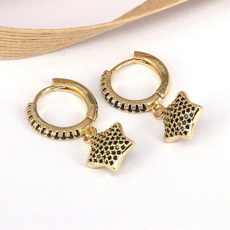 1 Piece Sweet Simple Style Star Plating Inlay Copper Zircon 18k Gold Plated Ear Cuffs