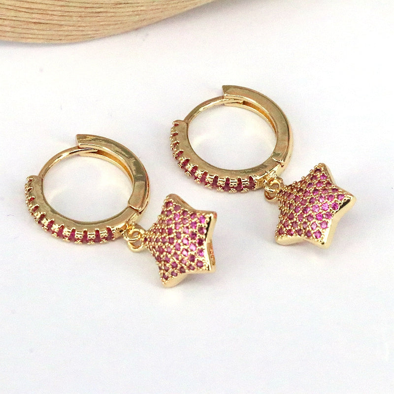 1 Piece Sweet Simple Style Star Plating Inlay Copper Zircon 18k Gold Plated Ear Cuffs