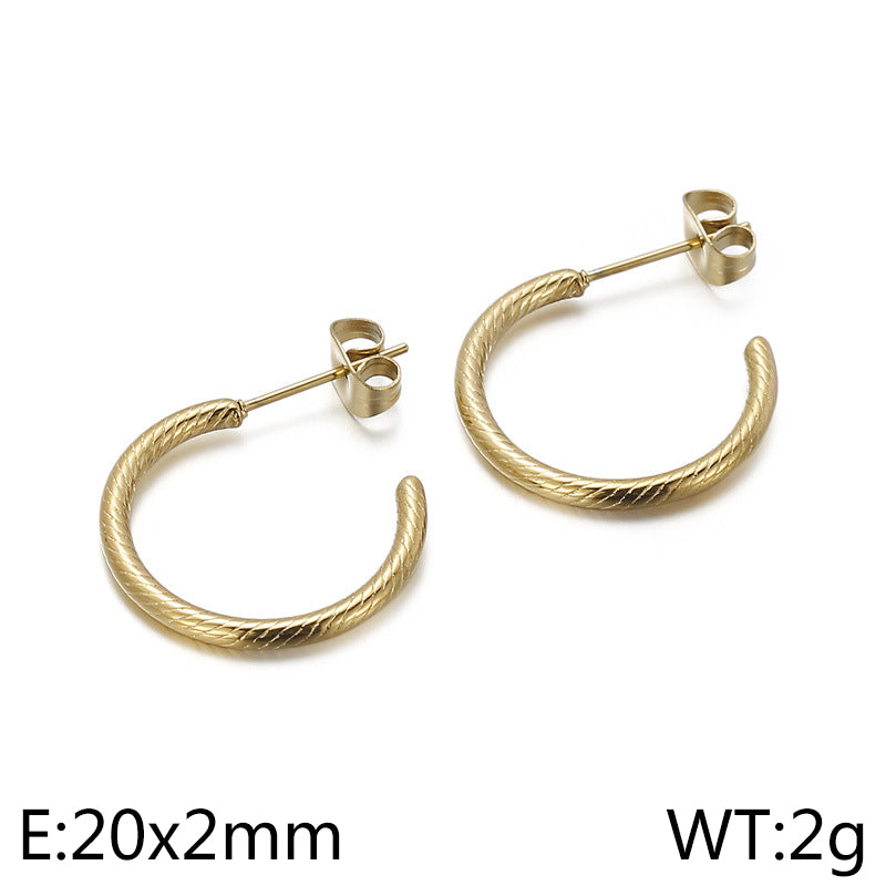 1 Pair Simple Style C Shape Geometric Plating Titanium Steel Ear Studs