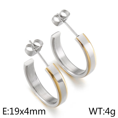 1 Pair Simple Style U Shape Plating Titanium Steel Ear Studs