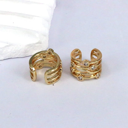 1 Pair Elegant Streetwear Geometric Round Plating Inlay Copper Zircon 18k Gold Plated Ear Cuffs