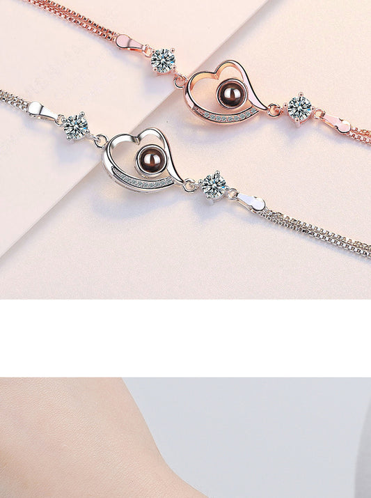 Simple Style Heart Shape Copper Zircon Bracelets In Bulk