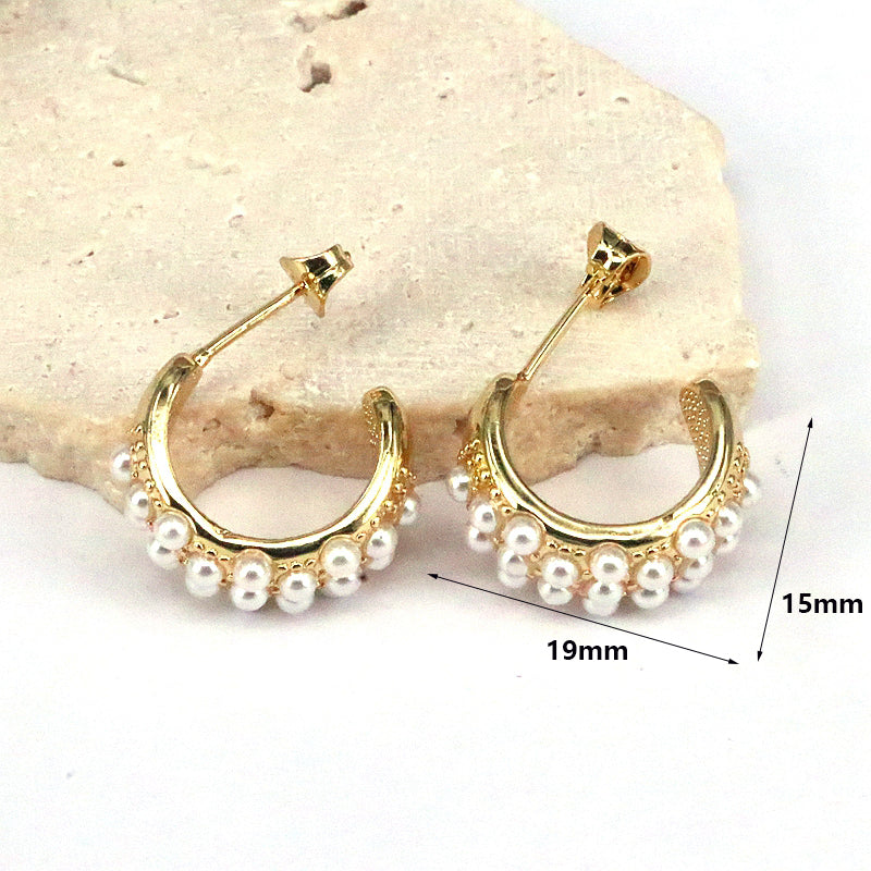 1 Pair Streetwear Round Heart Shape Plating Inlay Copper Artificial Pearls 18k Gold Plated Earrings