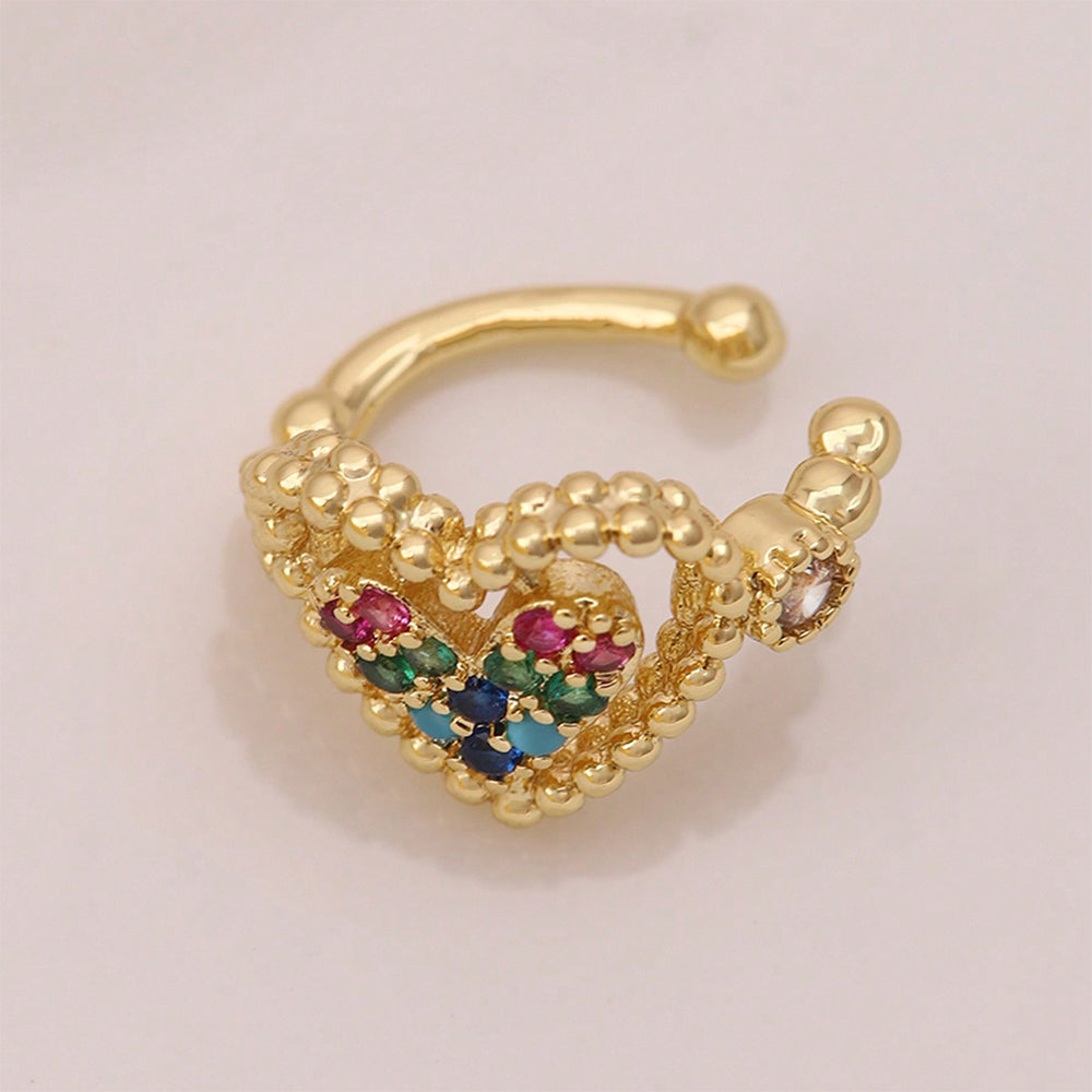 1 Piece Ig Style Simple Style Round Heart Shape Butterfly Plating Inlay Copper Zircon 18k Gold Plated Ear Cuffs