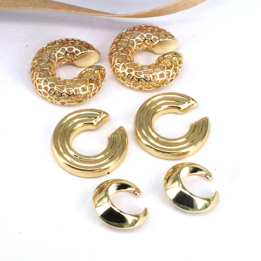 1 Pair Simple Style C Shape Plating Hollow Out Copper 18k Gold Plated Ear Cuffs