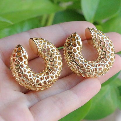 1 Pair Simple Style C Shape Plating Hollow Out Copper 18k Gold Plated Ear Cuffs