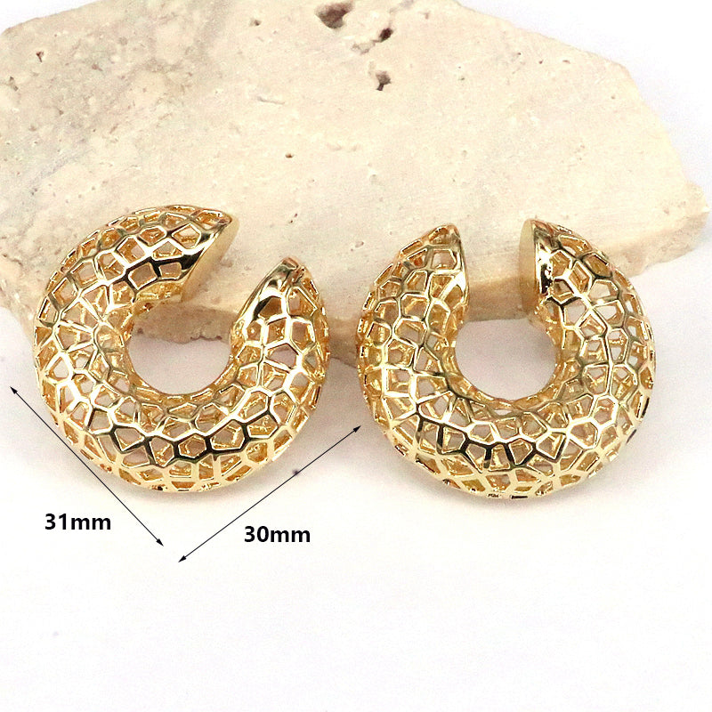 1 Pair Simple Style C Shape Plating Hollow Out Copper 18k Gold Plated Ear Cuffs