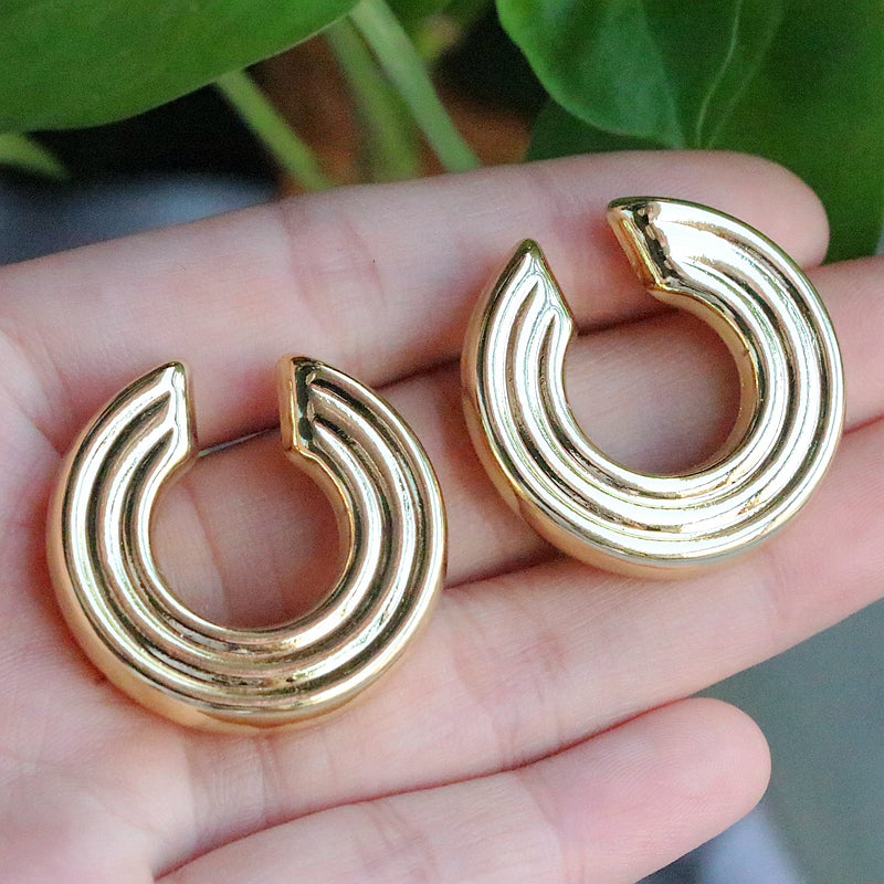 1 Pair Simple Style C Shape Plating Hollow Out Copper 18k Gold Plated Ear Cuffs