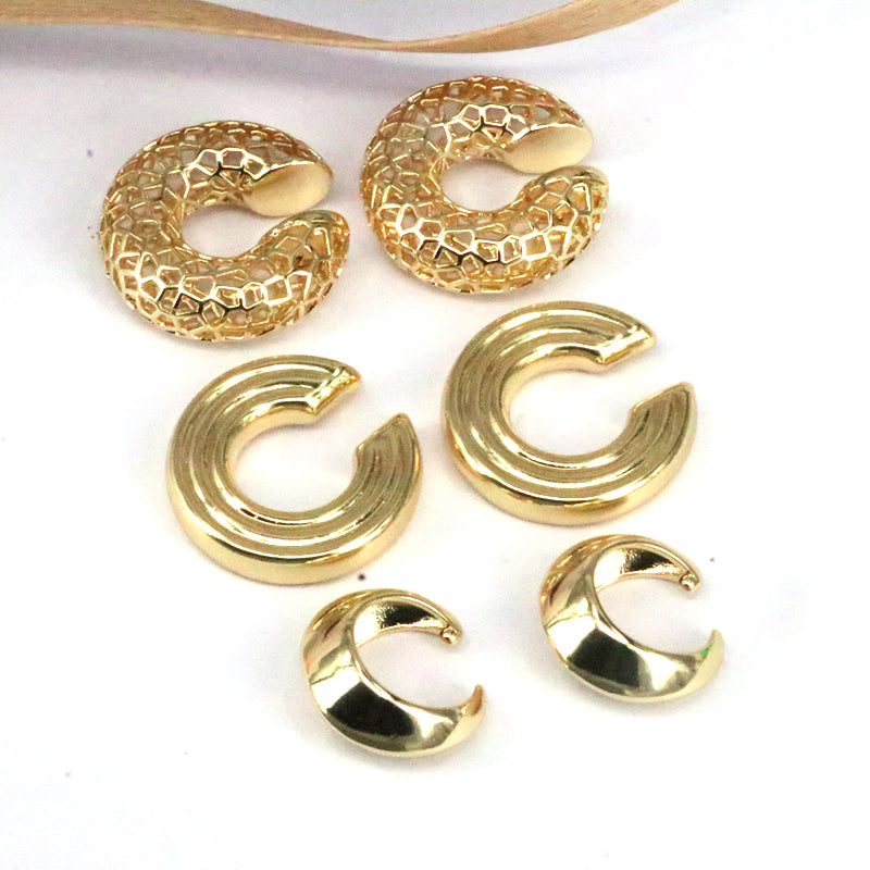 1 Pair Simple Style C Shape Plating Hollow Out Copper 18k Gold Plated Ear Cuffs