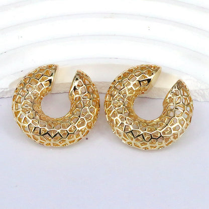 1 Pair Simple Style C Shape Plating Hollow Out Copper 18k Gold Plated Ear Cuffs