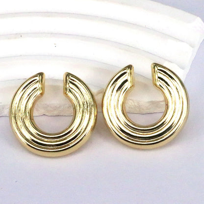 1 Pair Simple Style C Shape Plating Hollow Out Copper 18k Gold Plated Ear Cuffs