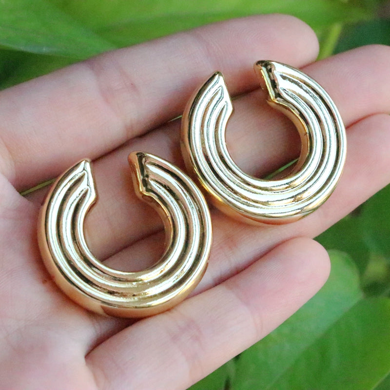 1 Pair Simple Style C Shape Plating Hollow Out Copper 18k Gold Plated Ear Cuffs