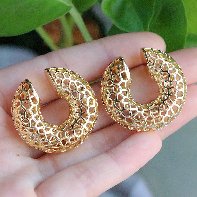 1 Pair Simple Style C Shape Plating Hollow Out Copper 18k Gold Plated Ear Cuffs