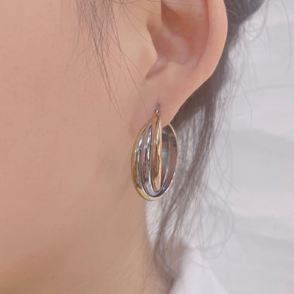 1 Pair Simple Style Commute Round Plating Stainless Steel Gold Plated Earrings