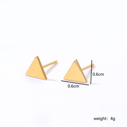 Simple Style Triangle Heart Shape Flower Plating Steel Ear Studs