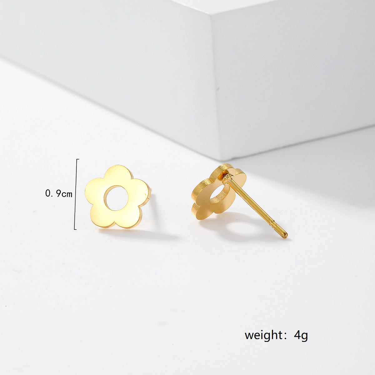 Simple Style Triangle Heart Shape Flower Plating Steel Ear Studs