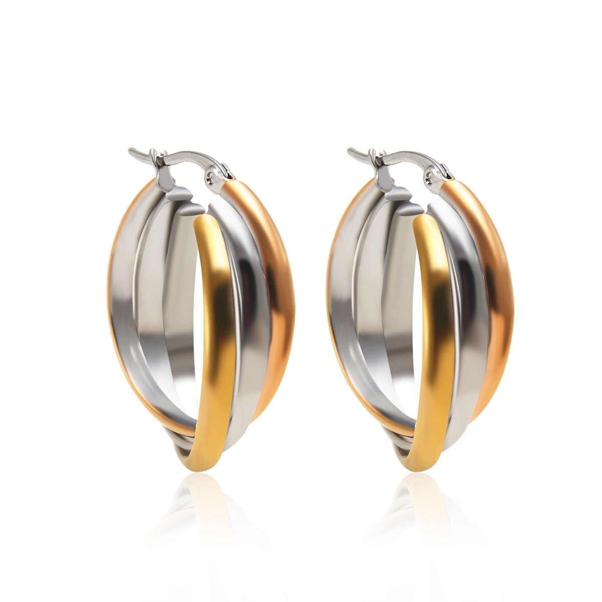 1 Pair Simple Style Commute Round Plating Stainless Steel Gold Plated Earrings