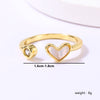 Casual Sweet Star Moon Heart Shape Shell Plating Inlay Shell Zircon 18k Gold Plated Women's Open Rings