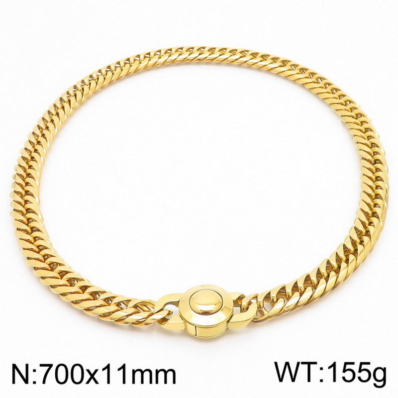 Wholesale Hip-hop Retro Geometric Solid Color Titanium Steel Plating Chain Jewelry Set