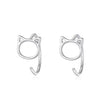 Simple Style Four Leaf Clover Heart Shape Butterfly Silver Ear Studs 1 Pair