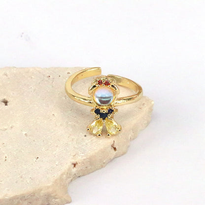 Ig Style Vintage Style Simple Style Mermaid Copper Gold Plated Zircon Open Rings In Bulk