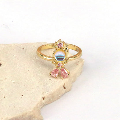 Ig Style Vintage Style Simple Style Mermaid Copper Gold Plated Zircon Open Rings In Bulk