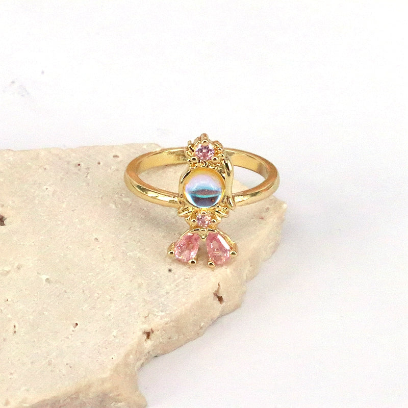 Ig Style Vintage Style Simple Style Mermaid Copper Gold Plated Zircon Open Rings In Bulk