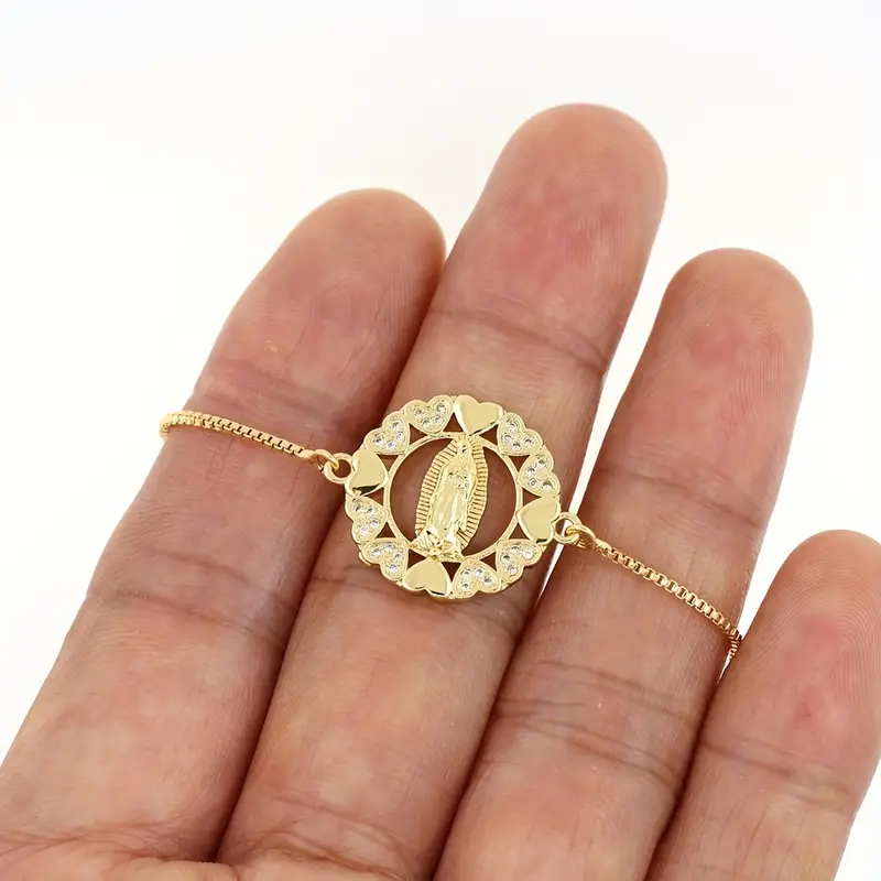 Glam Lady Shiny Portrait Copper 18k Gold Plated Zircon Bracelets In Bulk