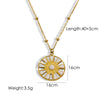 Sweet Sun Titanium Steel Enamel Inlay Natural Stone Pendant Necklace